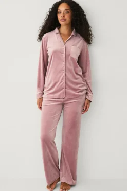 Ellos Nattøj>Collection Pyjamassæt i velour rosa