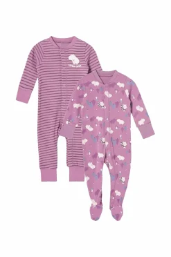 Ellos Collection Pyjamasoverall Everly 2-pak Mørke rosa stribet + mønstret Clearance