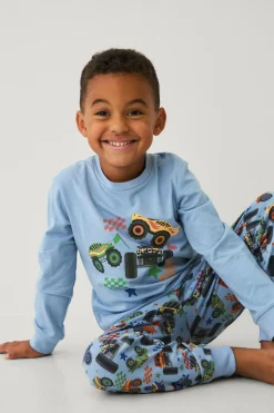 Ellos Collection Pyjamas med tryk Blå monster trucks Outlet