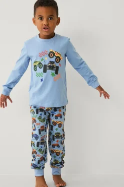 Ellos Collection Pyjamas med tryk Blå monster trucks Outlet