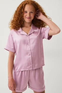 Ellos Collection Pyjamas i satin dæmpet rosa Clearance