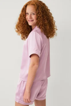 Ellos Collection Pyjamas i satin dæmpet rosa Clearance