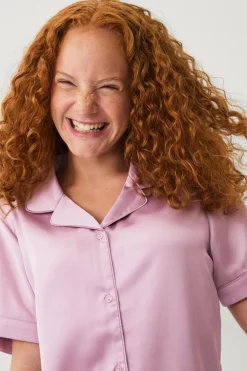 Ellos Collection Pyjamas i satin dæmpet rosa Clearance