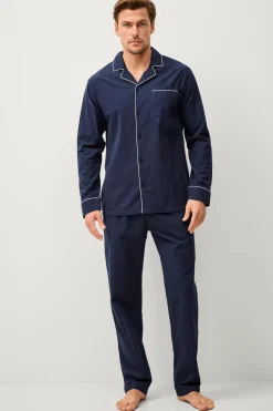 Ellos Collection Pyjamassæt i bomuldsbatist 2 dele Marineblå Online