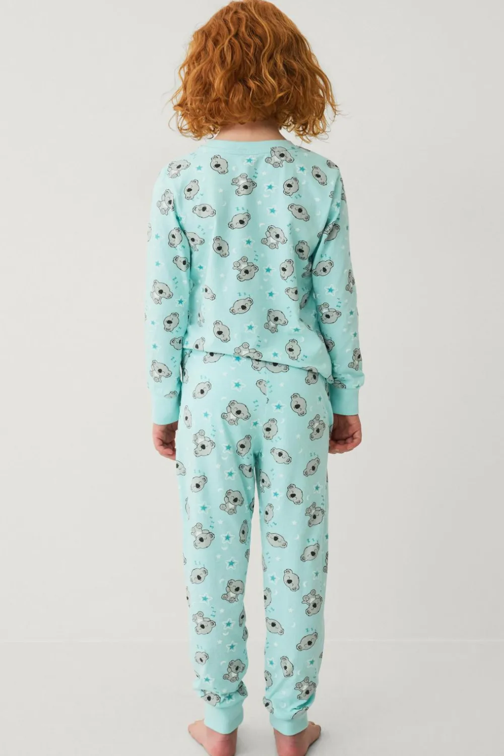 Ellos Collection Pyjamassæt i bomuldsjersey Turkis koala-mønstreret Online