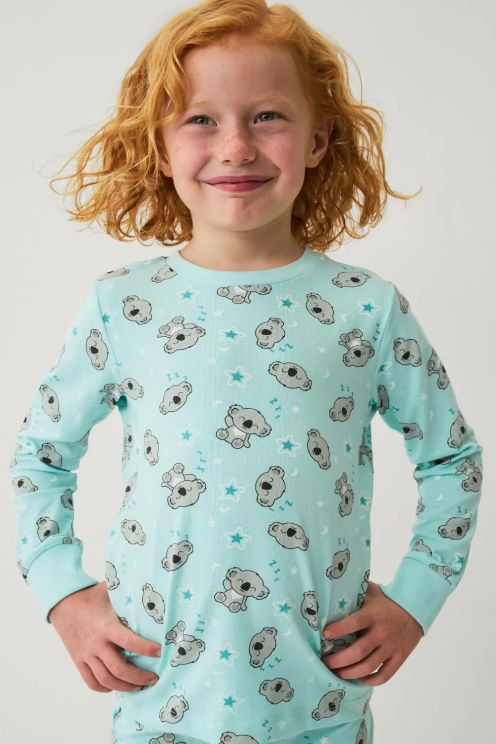 Ellos Collection Pyjamassæt i bomuldsjersey Turkis koala-mønstreret Online