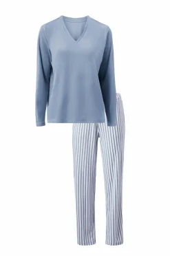 Ellos Nattøj>Collection Pyjamas i velour Blåhvid stribet