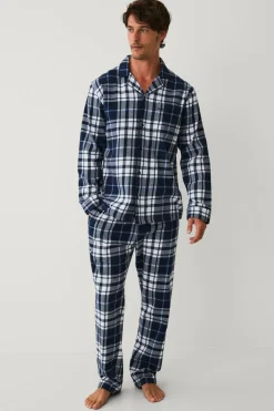 Ellos Nattøj & Homewear>Collection Pyjamassæt i flonel blå
