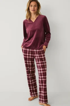 Ellos Collection Pyjamas i velour Rød Outlet