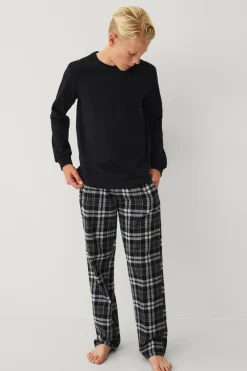 Ellos Collection Pyjamassæt sort rutig Discount