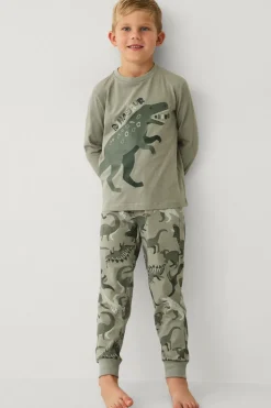 Ellos Nattøj & Homewear>Collection Pyjamas med tryk Grøn Dino