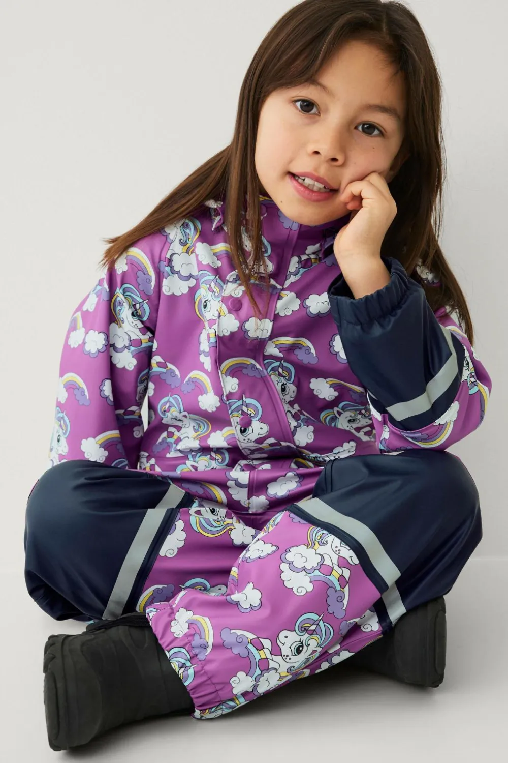 Ellos Collection Regntøj Regna med fleeceforing Mk rosa mønstret