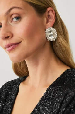 Ellos Smykker>Collection Ørestikker med rhinstene Sølvfarvet