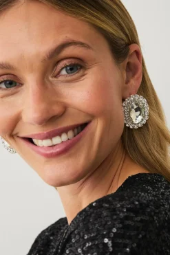 Ellos Smykker>Collection Ørestikker med rhinstene Sølvfarvet