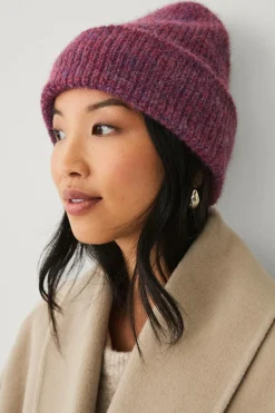 Ellos Collection Ribstrikket hue Rød/blå Clearance