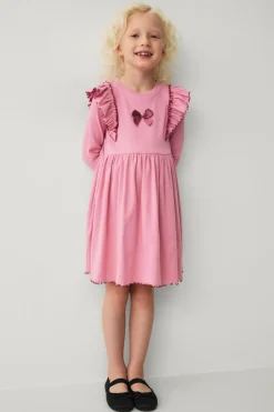 Ellos Collection Ribbet trikotkjole Lyserød