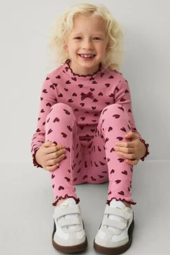 Ellos Collection Ribbede leggings Rosa mønstret Online