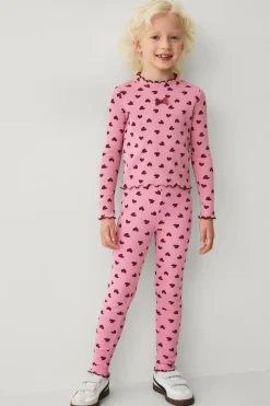 Ellos Collection Ribbede leggings Rosa mønstret Online