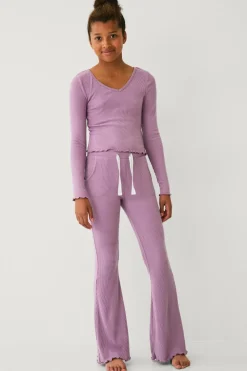 Ellos Nattøj & Homewear|Bukser & Leggings>Collection Ribbede afslappede bukser Rosa