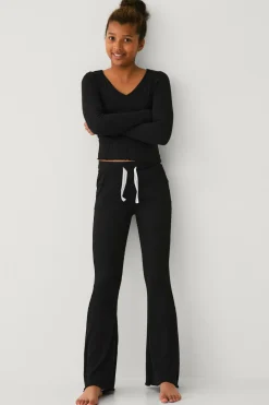 Ellos Collection Ribbede afslappede bukser Sort