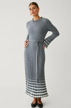 Ellos Collection Ribbet maxi kjole Grå Hot