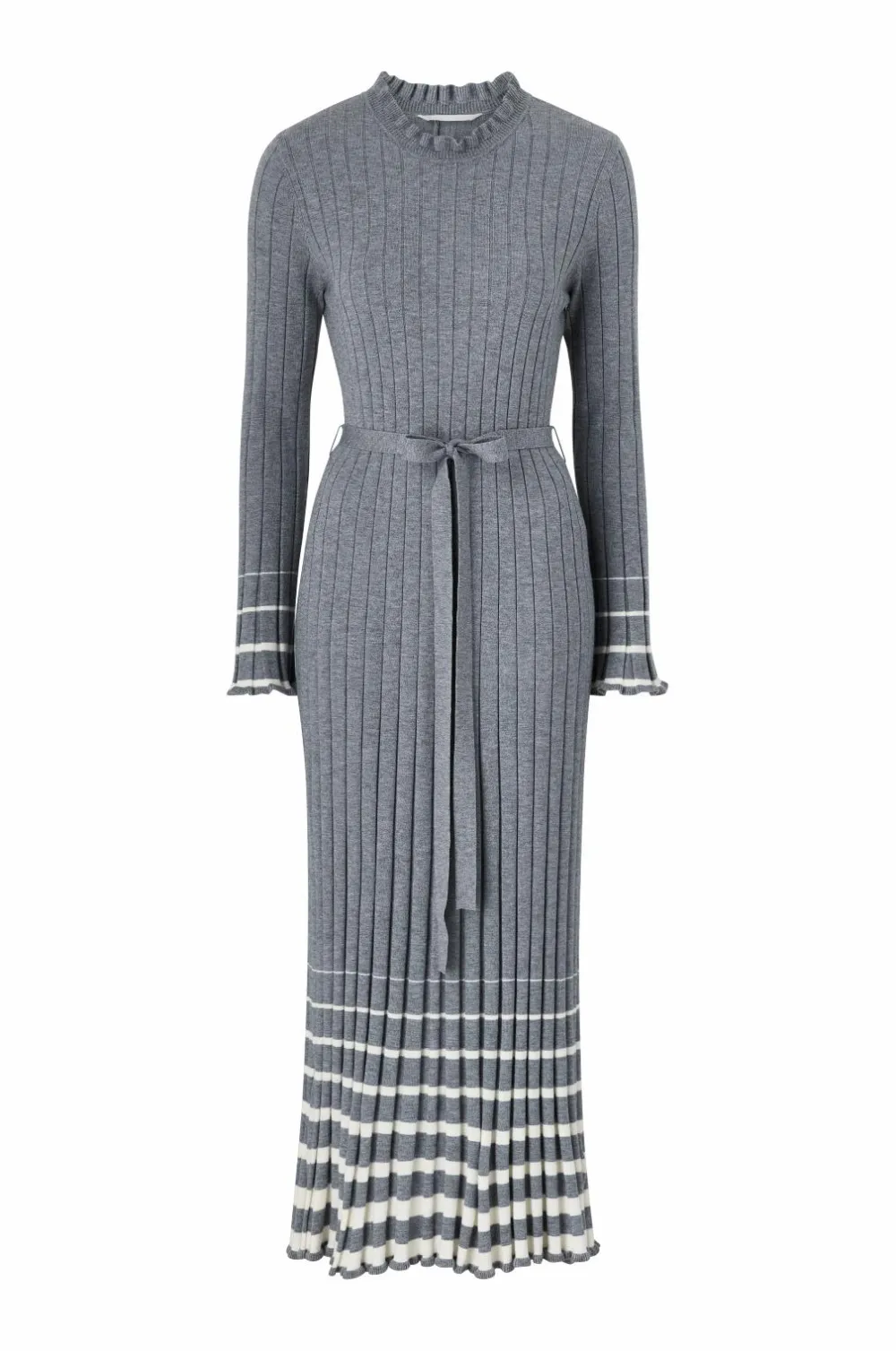 Ellos Collection Ribbet maxi kjole Grå Hot