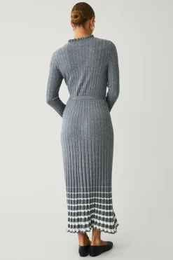 Ellos Collection Ribbet maxi kjole Grå Hot