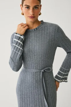 Ellos Collection Ribbet maxi kjole Grå Hot