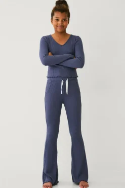 Ellos Nattøj & Homewear|Bukser & Leggings>Collection Ribbede afslappede bukser Blå farve