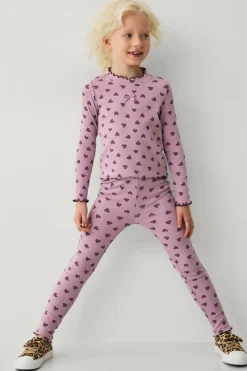 Ellos Bukser & Leggings>Collection Ribbede leggings Lilla mønstret