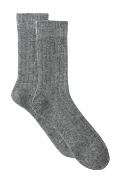 Ellos Undertøj>Collection Ribbede uldstrømper 2-pak Gråmelange
