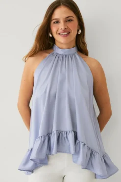 Ellos Skjorter & Bluser>Collection Ærmeløs bluse med dikkedarer Blå