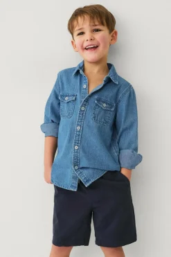 Ellos Collection Shorts i bomuldstwill Gråblå Outlet