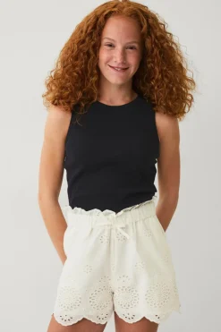 Ellos Shorts>Collection Shorts i broderi anglaise hvid