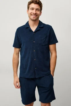 Ellos Collection Skjorte i frotté Marineblå Sale