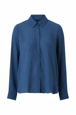 Ellos Collection Skjorte i crepe Blå Outlet
