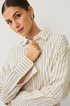 Ellos Collection Skjorte med lange ærmer Beige stribet Hot