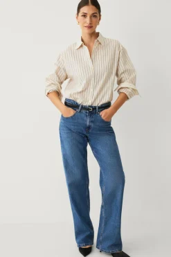 Ellos Collection Skjorte med lange ærmer Beige stribet Hot