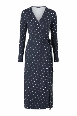 Ellos Kjoler>Collection Slå-om kjole Ylva Mørkeblåprikket