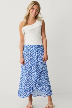 Ellos Collection Slå-om nederdel med flæser Clearance