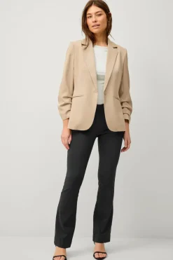 Ellos Blazere & Veste>Collection Smal pasform habitjakke med krøllede ærmer Beige