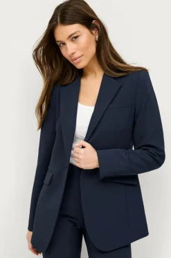 Ellos Blazere & Veste>Collection Smal pasform habitjakke Marineblå