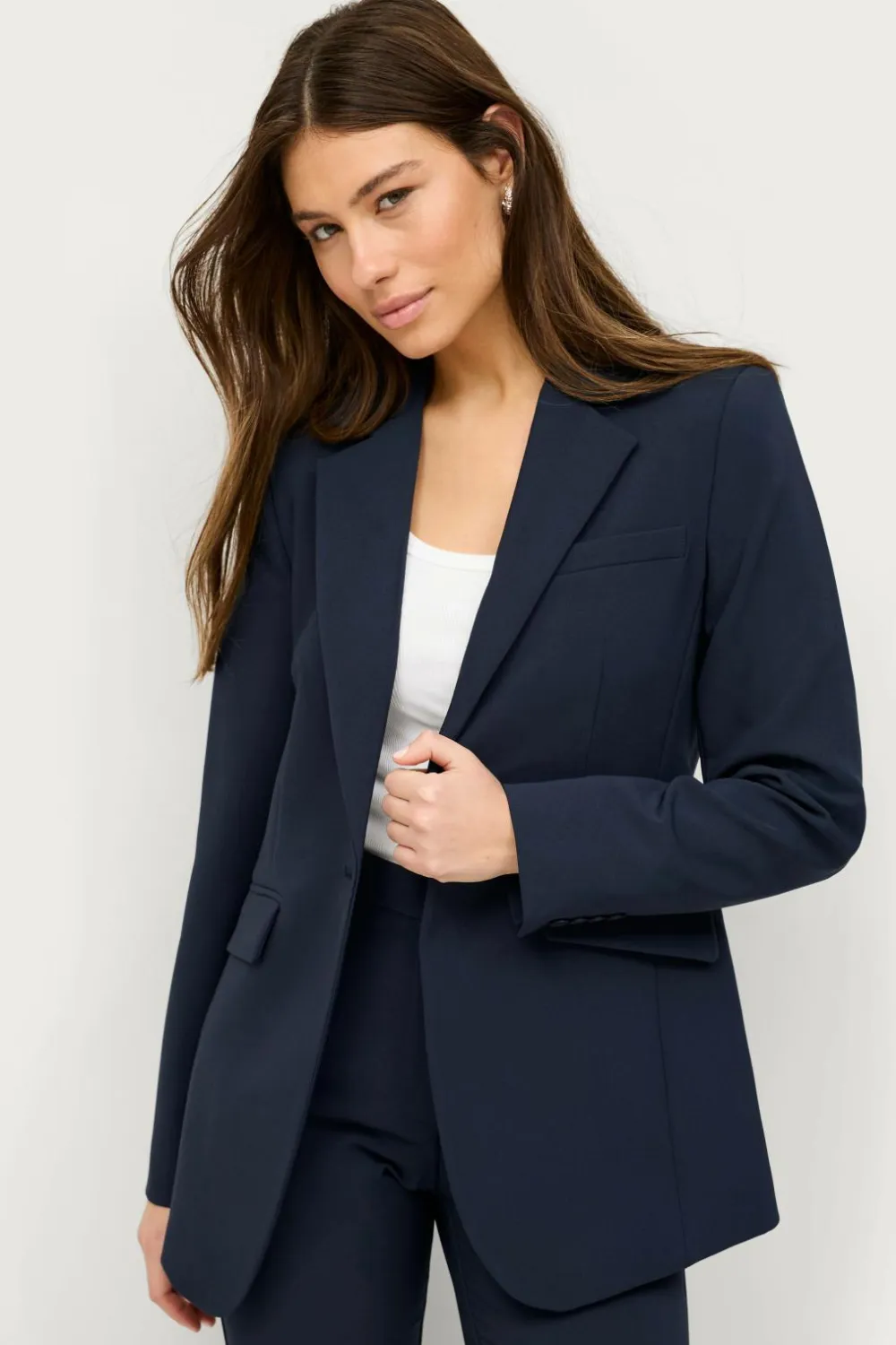 Ellos Blazere & Veste>Collection Smal pasform habitjakke Marineblå