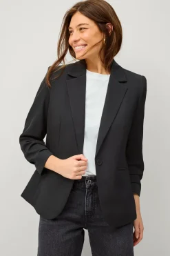 Ellos Collection Smal pasform habitjakke med krøllede ærmer Sort Hot