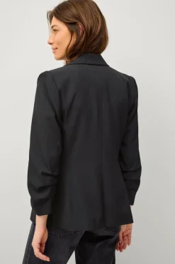 Ellos Collection Smal pasform habitjakke med krøllede ærmer Sort Hot