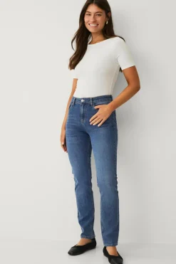 Ellos Collection Smalle stretchjeans med høj talje Blå Original Denim