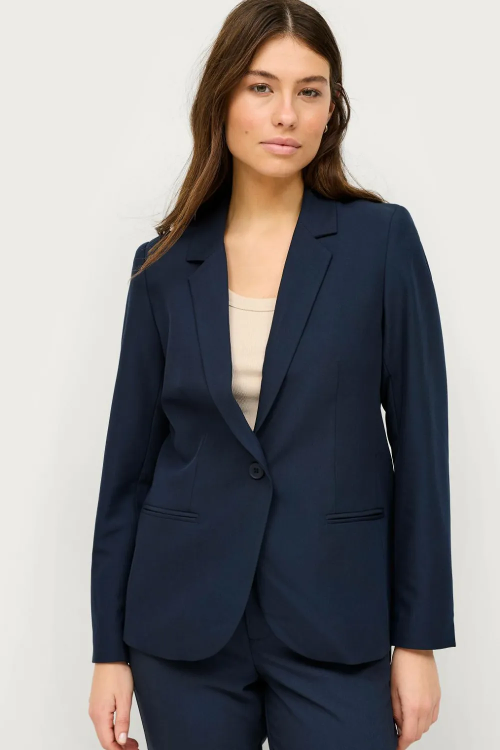 Ellos Blazere & Veste>Collection Smal pasform habitjakke Midnatsblå