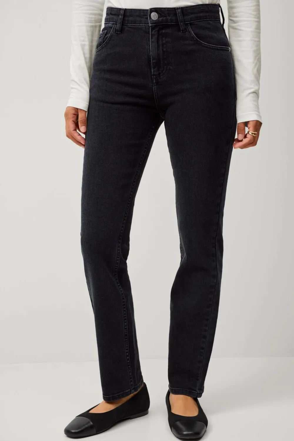 Ellos Collection Smalle stretchjeans med høj talje Sort Discount