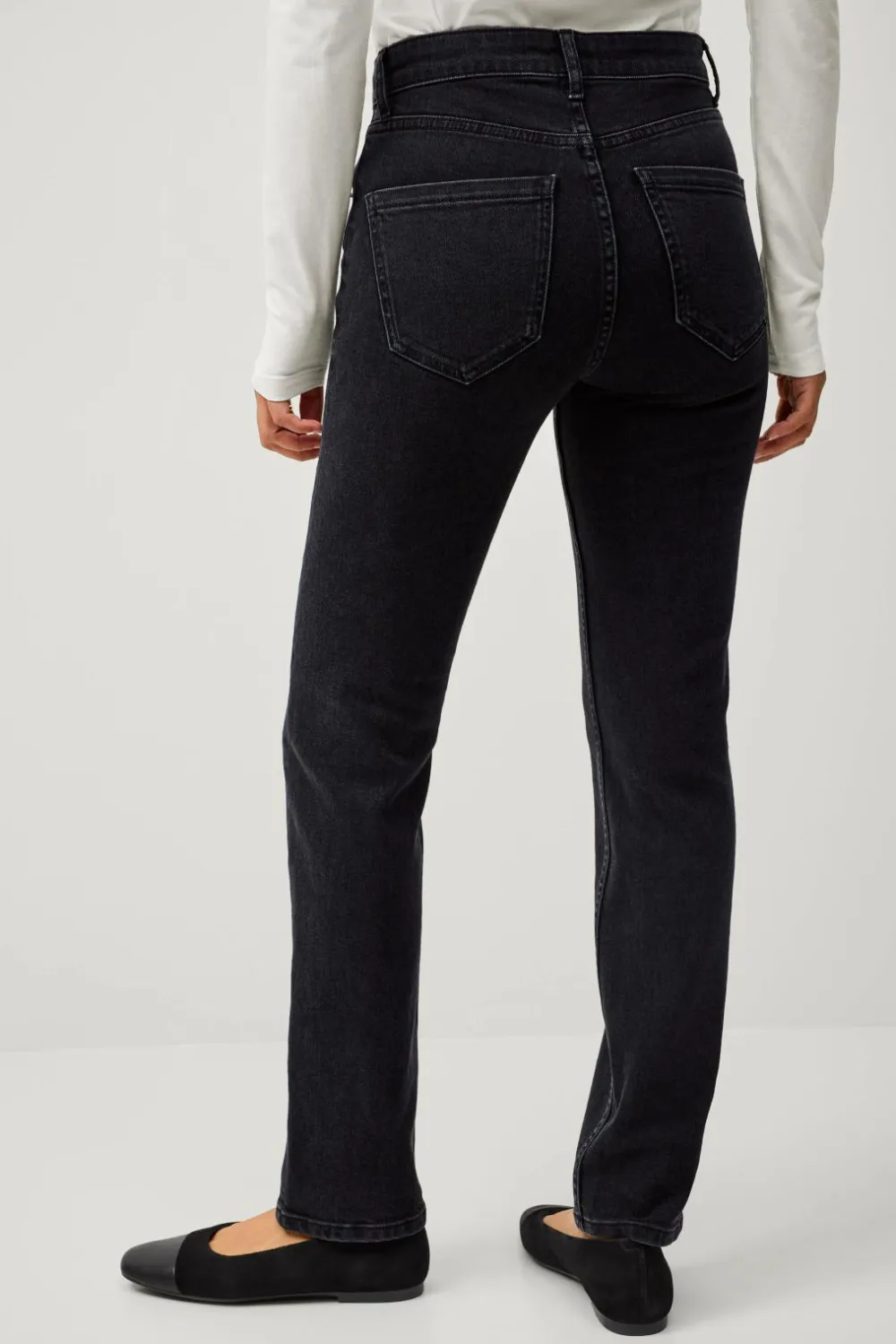 Ellos Collection Smalle stretchjeans med høj talje Sort Discount