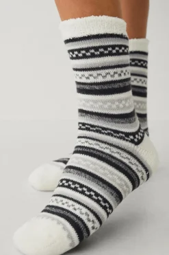 Ellos Strømper|Loungewear & Homewear>Collection Sokker i chenille Grå/naturvit